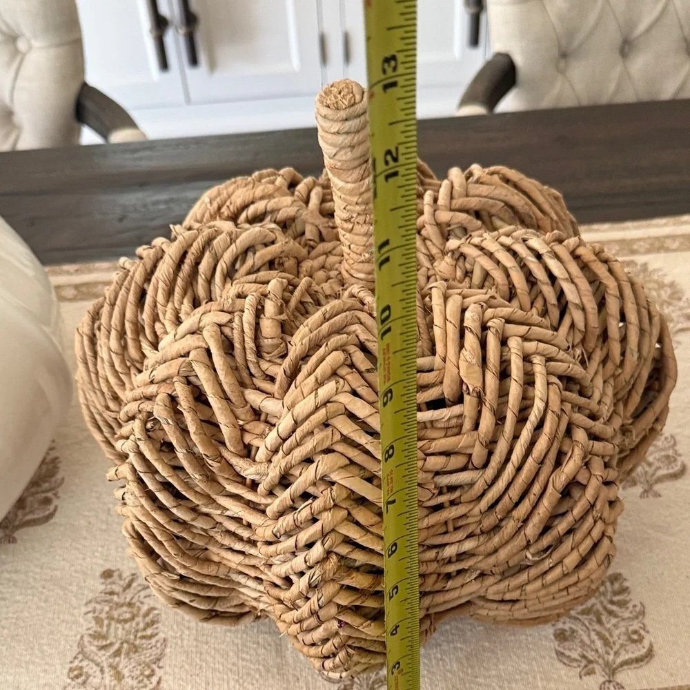 Woven Rattan Tan Pumpkin Home Accent